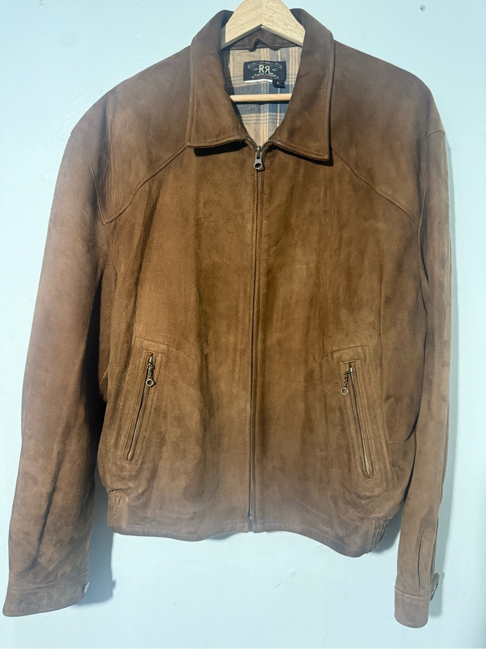 Vintage Ralph Lauren Brown Suede Zip-Up Bomber Jacket